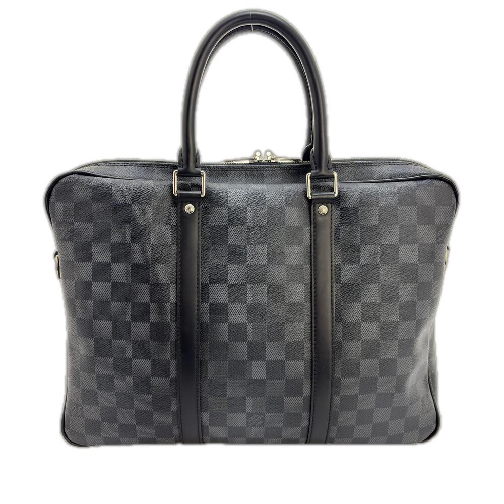LOUIS VUITTON PDV Damier Graphite Black Business Bag Leather Black
